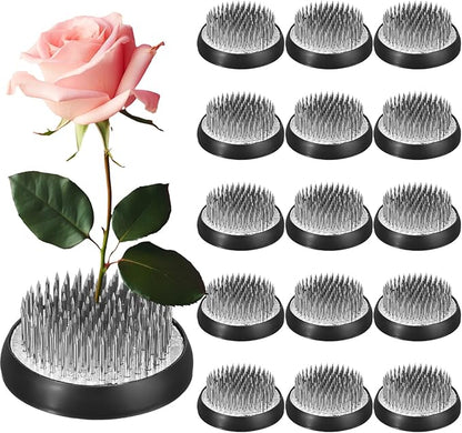 Sliner 16 Pieces Floral Frogs Round Flower Holder Japanese Ikebana Vase Kenzan Flower Arranger Floral Fixed Tools Pin for Arrangement Home DIY Craft (Silver,2.36 Inch)