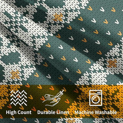 Dark Green Christmas Pillow Covers 20x20 Set of 2 Xmas Floral Pattern Rustic Decorative Outdoor Farmhouse Zipper Pillowcases Decorations Winter Holiday Throw Cushion Cover Decor for Couch Sofa Bed