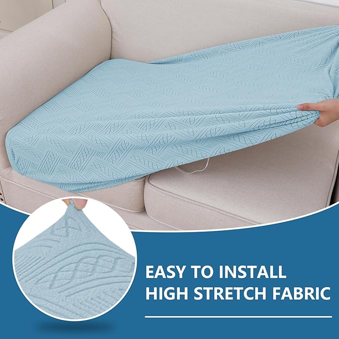 hyha Individual Couch Cushion Covers, Stretch Magic Sofa Seat Cushion Covers Washable, Dog Couch Sofa Slipcover for Pets, Kid with Elastic Bottom(2PC, Lake Blue)