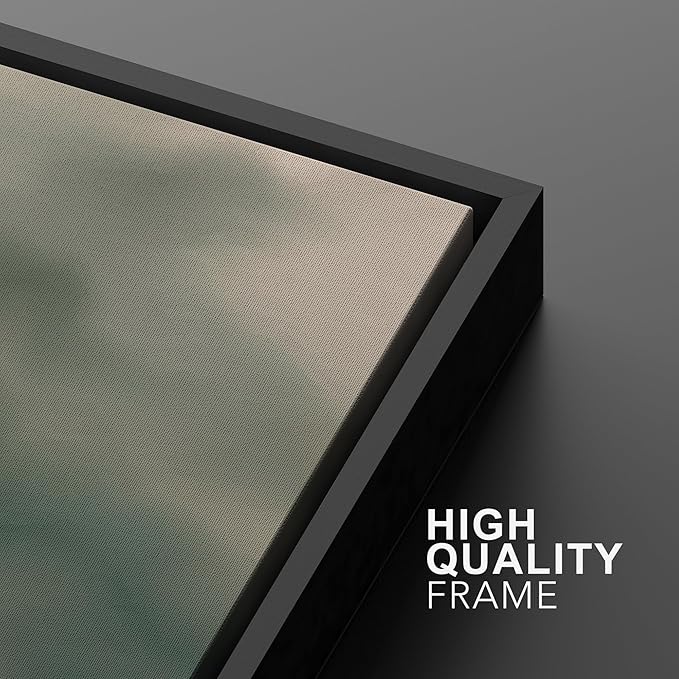 MUDECOR Framed Wall Art Print Set Soft Green Cloudscape Tranquil Abstract Nature Illustrations Modern Art Boho Decorative Colorful Chic for Living Room, Bedroom, Office - 16"x24"x3 Black