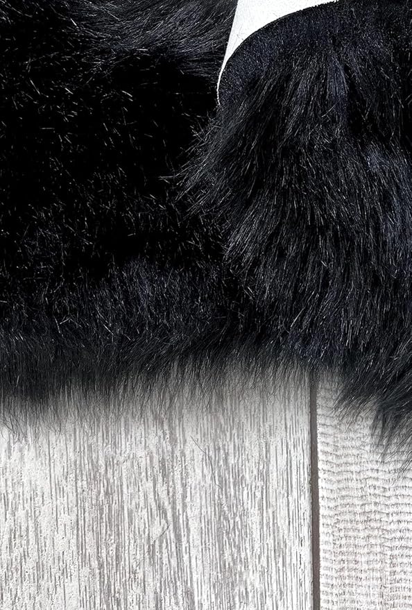 Free Shape Luxury Soft Fluffy Shag Area Rug Single and a Half 2'x4', 60x120cm - Vegan Fur Ultra Soft Indoor Carpet Nursery Rugs for Bedroom Home Decor, Black