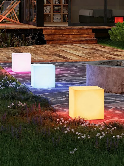 LOFTEK 12-inch LED Cube Lights: Rechargeable RGB Colors Changing Light with Remote Control, IP65 Waterproof LED Furniture Stool Table, Night Lighting for Home Outdoor Pool Bar Party Decor