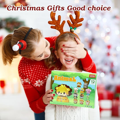12 Days Advent Calendar 2025 Kids, 12 Packs Building Blocks Set, Advent Calendar 2025 Boys for 6+ Years Old, Christmas Gifts for Girls and Boys, Party Favors (Animals)