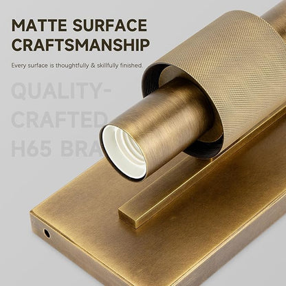 22.8" Knurled Brass Wall Sconces, 2-Light Dimmable Modern Lamp Lighting, Bronze Wall Lighting with Glass, Gold Vanity Light Fixtures Tube Sconce for Bedroom, Living Room, Hallway, Mirror, Kitchen