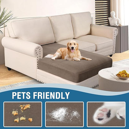 H.VERSAILTEX Super Stretch Individual Chaise Cover Sectional Couch Covers for L Shaped Sofa Both Left/Right Featuring Thick Soft Fleece Fabric (Chaise Cover, Taupe)