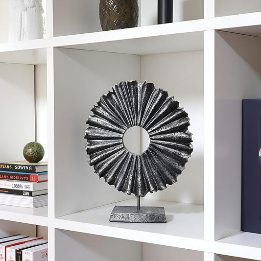 Modern Abstract Round Decorative Sculpture, Dining Living Room Desk Decor,Geometric Home Decor Statues,Shelf Top Decor Aesthetics, Coffee Tables or Office Shelves（Bronze Colored）