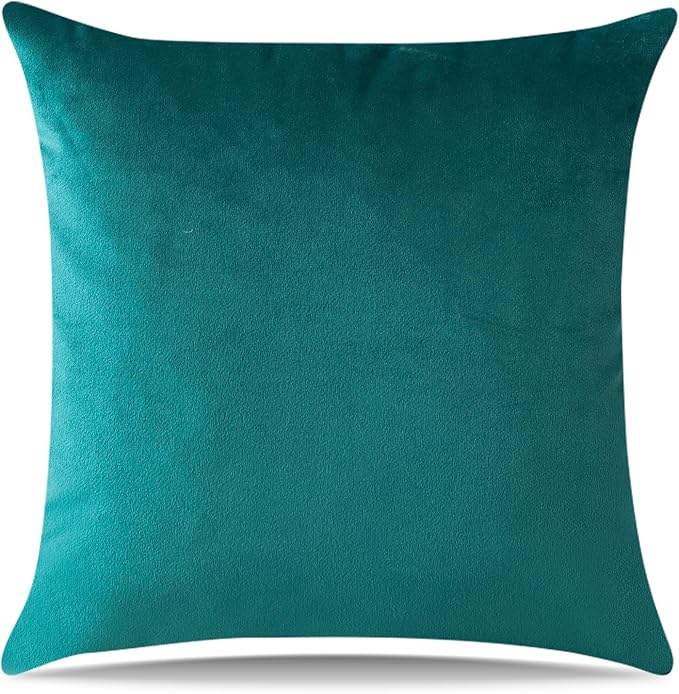 Artscope Luxury Velvet Pillow Covers Decorative Square Pillowcases Soft Solid Cushion Cases for Couch Sofa Bedroom Car Decor 22x22 Inch Teal