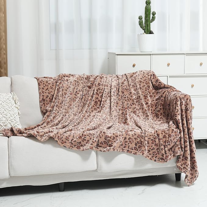 Viviland Fleece Blanket Twin Size Cheetah Print - 280GSM Lightweight Soft Fuzzy Cozy Plush Throw Blanket for Couch, Bed, Sofa, Travel, Camping, 60x80 inches