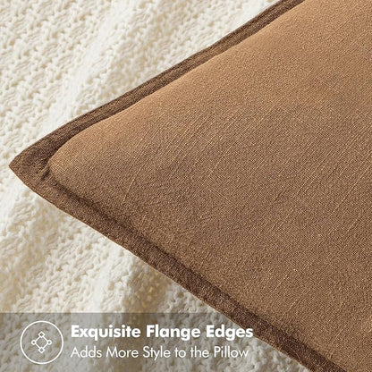 MIULEE Decorative Linen Lumbar Pillow Covers 12x20 Inch Brown Boho Farmhouse Neutral Couch Throw Pillows for Bed Pack of 2 Accent Modern Pillowcase Sofa Livingroom Home Decor