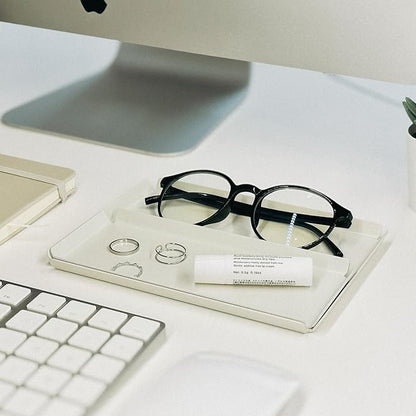 Aluminum Organizer Tray for Desk & Entryway - Minimalist Metal Catchall for Keys, Jewelry, Wallet | A6, Ivory | by PROGETTO2.70