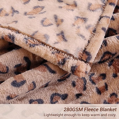 Viviland Fleece Blanket King Size Cheetah Print - 280GSM Lightweight Soft Fuzzy Cozy Plush King Blanket for Bed, 90x108 inches