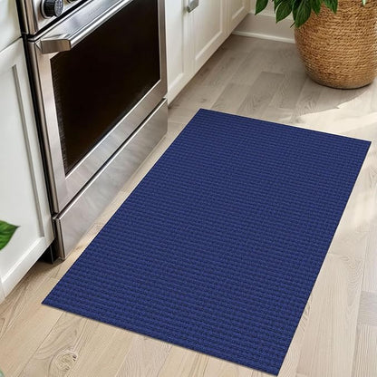 IOHOUZE Small Area Rug 2x3 Washable Woven Rugs for Entryway Non Slip Rubber Backed Front Door Rugs Indoor Doormat Throw Rug Floor Carpet for Entrance Kitchen, Royal Blue/Navy