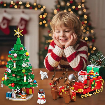 Advent Calendar 2025 Christmas Tree Building Blocks Set - 24 Day Countdown Calendar with Xmas Tree & Santa Sleigh Building Kits, Christmas Decorations Gifts for Girls Boys (940 PCS)