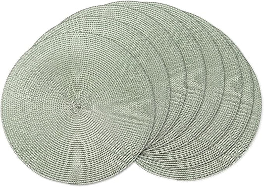 AHHFSMEI Round Braided Placemats 15 Inch Round Table Mats for Dining Tables Natural Woven Heat Resistant Place mats Set of 8 (Sage Green,8)