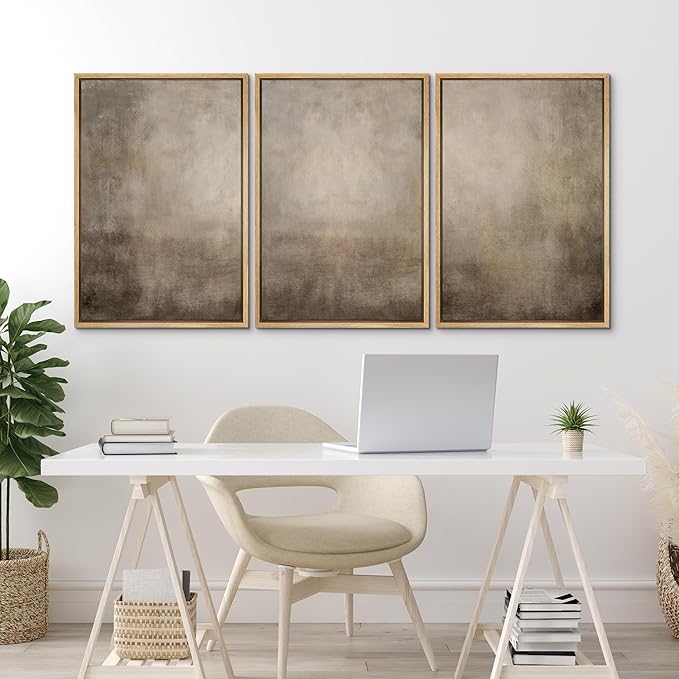 MUDECOR Framed Wall Art Print Set Neutral Abstract Landscape Illustrations Modern Art Boho Decorative Colorful Chic for Living Room, Bedroom, Office - 16"x24"x3 Natural