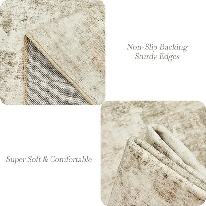 Abstract Rug 8x10 Large Living Room Rugs Neutral Modern Washable Area Rugs for Bedroom Dining Room Non-Slip Stain Resistant Foldable Thin Rug Beige Gray