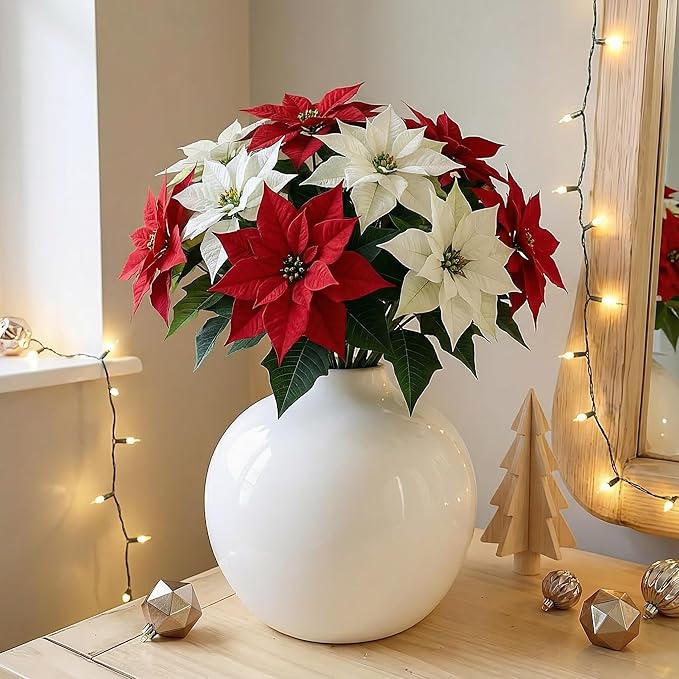 Willowy 7.5 Inch Large White Ceramic Vase with Glossy Finish - White Vases for Flowers, Round Vases for Decor, for Flower, for Pampas Grass