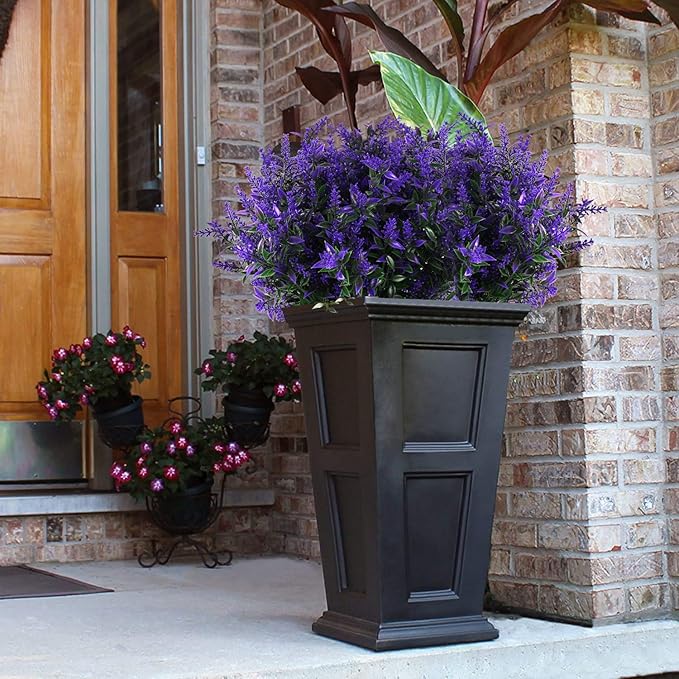 RECUTMS Artificial Greenery Lavender Fake Shrubs Flowers 8 Bundles UV Resistant Hanging Planter Flora Fence Indoor Outside Decor Wedding Table Flowers Arrangement Bouquet Filler (Purple)