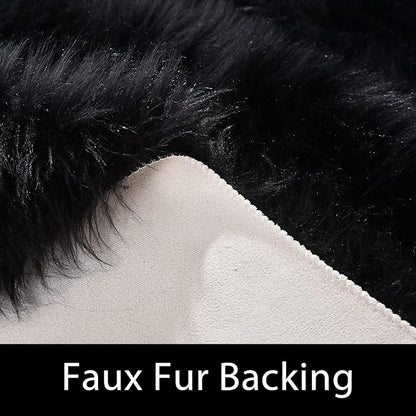 Latepis Area Rugs 12x12 Black Fuzzy Washable Rugs Faux Sheepskin Fur Rug for Living Room and Bedroom Shag Fluffy Rug for Floor Sofa Entertainment Room, Square