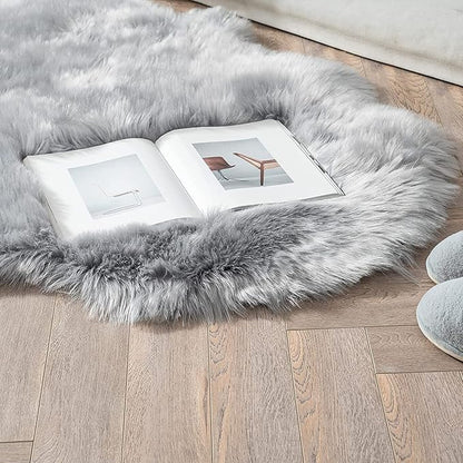 Light Gray Washable Fuzzy Fur Runner Rugs for Living Room Nursery Rugs for Bedroom Faux Sheepskin Shag Rug 2x6 Teen Room Décor
