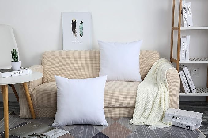 TangDepot Handmade Decorative Solid 100% Cotton Canvas Throw Pillow Covers /Pillow Shams, (16" x16" , White, 1 Count (Pack of 1))