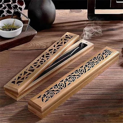 Incense Holder for Sticks, Bamboo Wood Incense-Stick Holder Ash Catcher, Incense Burner Holder for Meditation Yoga Spa Room Decor, 9.3 inch