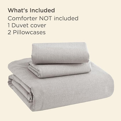 Bedsure 100% Stone Washed Cotton Duvet Cover King - Stone Color Minimalist Cotton Duvet Cover Linen Like for All Seasons - GentleSoft™ Plain Simple Bedding (King, 104"x90")
