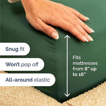 Twin Size 3 Piece Sheet Set - Comfy Breathable & Cooling Bed Sheets Set - Hotel Luxury Bedding for Women, Men, Kids, Teens, Boys & Girls - Deep Pockets, Soft, Wrinkle Free - Oeko-Tex - Emerald Green