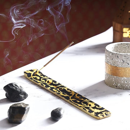 Bless-International Traditional-Handmade-Burner Wooden-Incense-Stick-Holder Ash-Catcher-Stand for-Aromatherapy-Meditation-Yoga (Beautiful Mind) 10 Inches, Pack of 2
