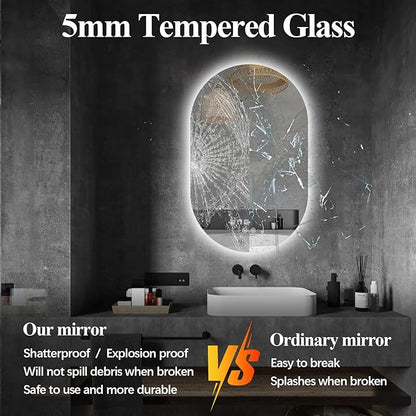 Niccy Oval LED Bathroom Vanity Mirror, 36x22inch Frameless Backlit Mirror with Light, Smart Anti-Fog Waterproof Mirror with Memory Function Dimmable Lighted Mirror