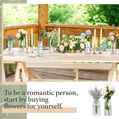 6 Pcs 6 Inch Clear Glass Flower Vases for Centerpieces Wedding Party Table Centerpiece Home Decor Small Bud Vases for Flowers Rose Tulip Stems Housewarming Gift