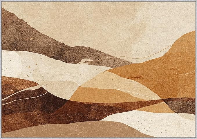 Boho Rug, 3x4 Area Rugs Abstract Rustic Textured Brown Pattern for Entryway, Living Room, Bedroom, Boho Home Decor Accessories Indoor Carpet, Non Slip & Machine Washable