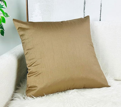 Aiking Home 24x24 Inches Faux Silk Square European Shams, Zipper Closure, Brass (Set of 2)