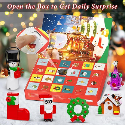 Christmas Advent Calendar 2025 Blocks Ornament Decor Sets Compatible with Lego, Santa Nutcracker Gingerbread Reindeer Building Toys Sets, 24 Days Countdown to Christmas Toys Gifts For Boys and Girls