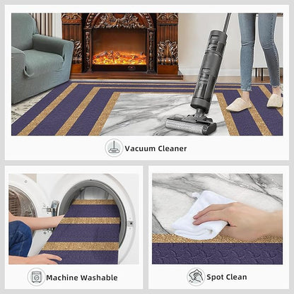 Retro Marble Rug Purple Marble Area Rug Gilded Light Luxury Geometric Carpet Rectangular Striped Geometric Rugs for Bedroom Dining Room 7x8ft