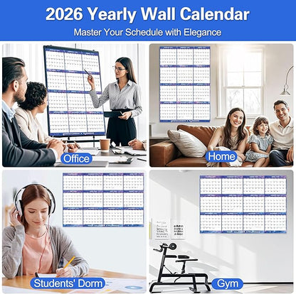 24" x 36" 2026 Wall Calendar Dry Erase - Large Starry Sky Calendar Wet & Dry Erasable Laminated 12 Month Annual Yearly Planner, Reversible, Horizontal/Vertical (2026 Wall Calendar)