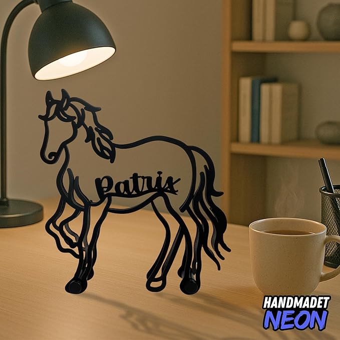 Personalized Horse Minimalist Sculpture, Custom Name Farmhouse Metal Desk Decor, Decorative Aesthetic Table Sign Gifts For Horse Lovers, Kids Room, Home Office Decorations