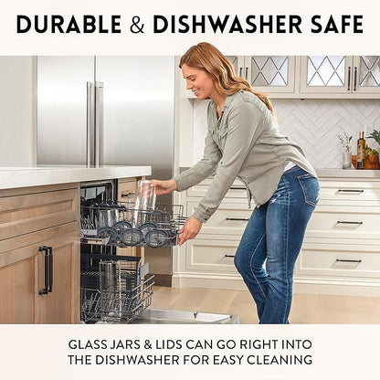 Glass Canisters with Airtight Lids Set of 6 (17.5 oz) - Borosilicate Glass Jars for Overnight Oats, Meal Prep & Pantry Storage, Stackable, BPA-Free, Dishwasher Safe Kitchen Containers