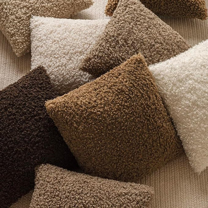 Foindtower 2 Pieces 16x16 Inch Dark Bronze, Faux Fur Throw Pillow Cover Accent Sherpa Furry Pillow Covers Fuzzy Soft Pillowcases Cozy Sheepskin Decorative Fleece Cushion Case for Bed Couch Living Room