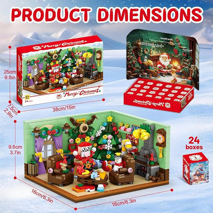Advent Calendar 2025 Building Blocks Set - 24-Day Christmas Countdown Calendar - Santa Sleigh Christmas Tree Decorations Gifts for Kids Boys & Girls and Adults(669PCS)