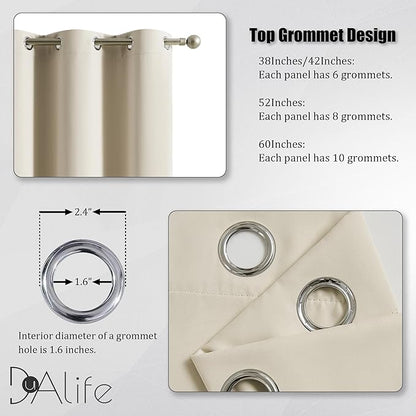 DUALIFE Cream Beige Curtains 96 Inch Length Blackout Window Drapes for Bedroom Thermal Insulated Room Darkening Curtains 2 Panels for Living Room,Grommet Top 52x96 Inches Long Buttercream