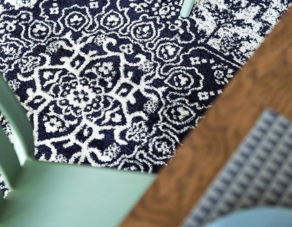 Rugs.com Arlington Collection Rug – 12 Ft Runner Navy Blue Medium-Pile Rug Perfect for Hallways, Entryways