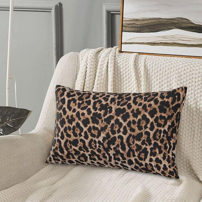 Brown Leopard Pillow Covers 12x20 Set of 2 Cheetah Throw Pillows Skin Animal Print Pillow Cases Modern Outdoor Decorative Pillows Farmhouse Soft Cotton Lumbar Cushion Case for Couch Home Bed