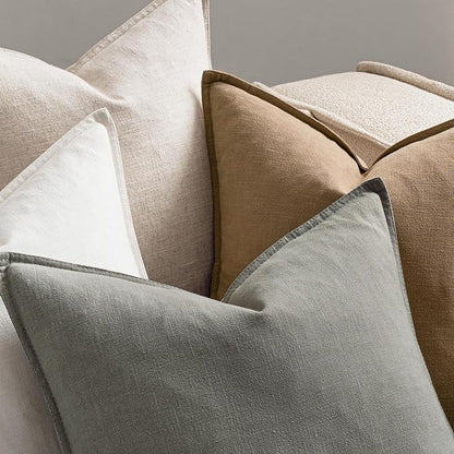 MIULEE Neutral Linen Pillow Covers Pack of 4 Decorative Natural Solid Throw Pillow Covers Soft Accent Boho Farmhouse Couch Pillowcases Modern Spring Home Decors for Living Room Bed Sofa 16x16 Inch