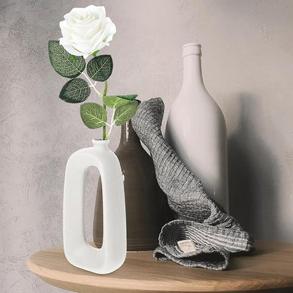 Toyvian 2pcs Ceramic Art Vases Special-Shaped Matte White Decorative Vases for Home Decor Table Centerpieces Flower Arrangements Lightweight Desktop Display