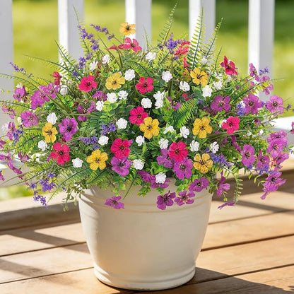 Artificial Fake Flowers for Outdoor Decoration 12 PCS Faux Silk Daisy Flowers for Outdoor Planters Fern Boxwood Monkey Grass UV Resistant for Outside Home Porch Patio Planter Decor
