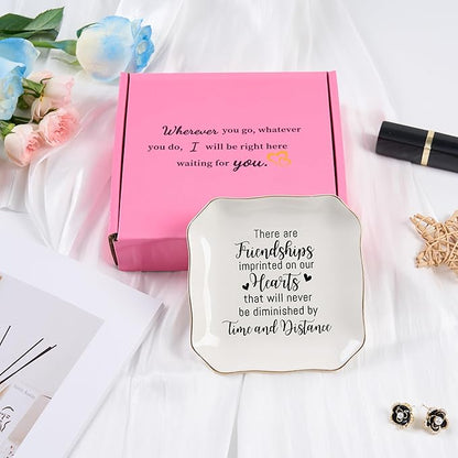 Friendship Gifts for Women Jewelry Dish Ring Trinket Tray - There Are Friendships Imprinted on Our Hearts... Unique Birthday Gift for Best Friends Christmas Valentine's Mother's Day