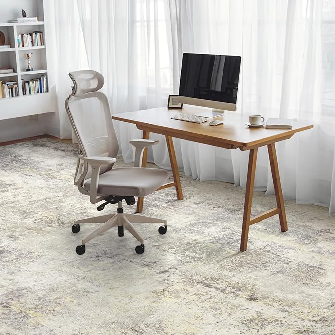 Washable Area Rug for Living Room 6x9 - Neutral Modern Abstract Rugs, Soft Non Slip Carpet with for Bedroom, Under Dining Room Table, Home, Office, Dorm - Brown Grey