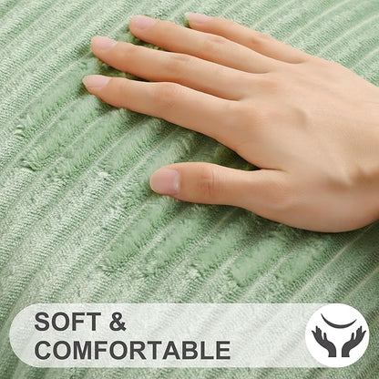 Simmore Decorative Spring Euro Sham Throw Pillow Covers 26x26 Set of 2, Soft Natural Plush Flannel Double-Sided Fluffy Couch Pillow Covers for Sofa Living Room, Sage Green