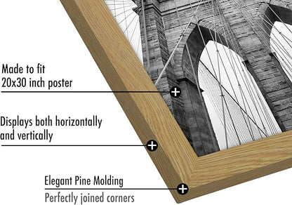 Americanflat 20x30 Poster Frame with Polished Plexiglass - Wide Picture Frames Made of Engineered Wood for Vertical or Horizontal Wall Display - Epic Collection - Pine